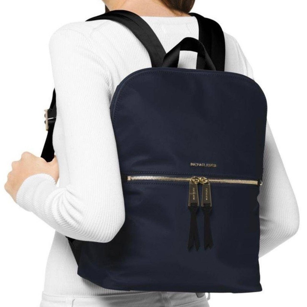 Michael Kors Kelsey Large Nylon Backpack Black Gold Tone Hardware 30F7GO2B7C
